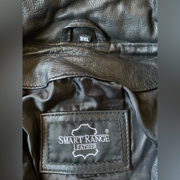 Smart Range Men's Long Sleeve Full Zip Button Black Leather Jacket 3XL - Picture 6 of 12